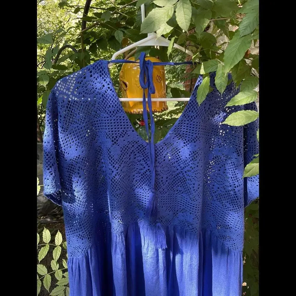 Cotton Bleu Crochet CoverUp/Dress Size 1X Oversized - Picture 8 of 10